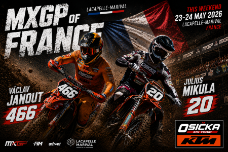 Tisková zpráva: Osička MX Team se představí v MXGP Francie s Juliusem Mikulou a Václavem Janoutem